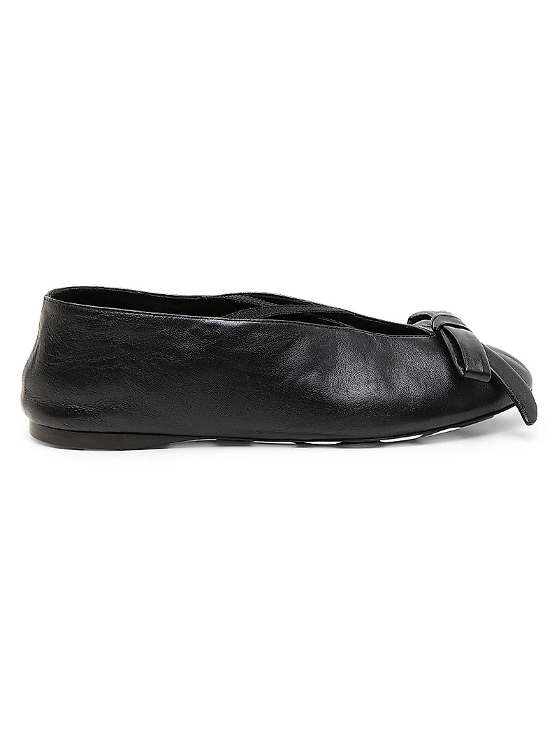 Corsage Leather Ballet Flats
