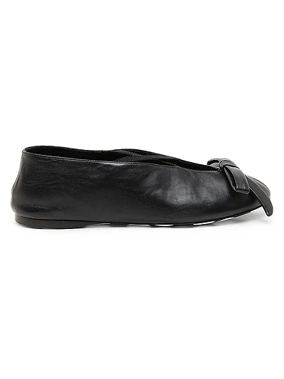 Corsage Leather Ballet Flats