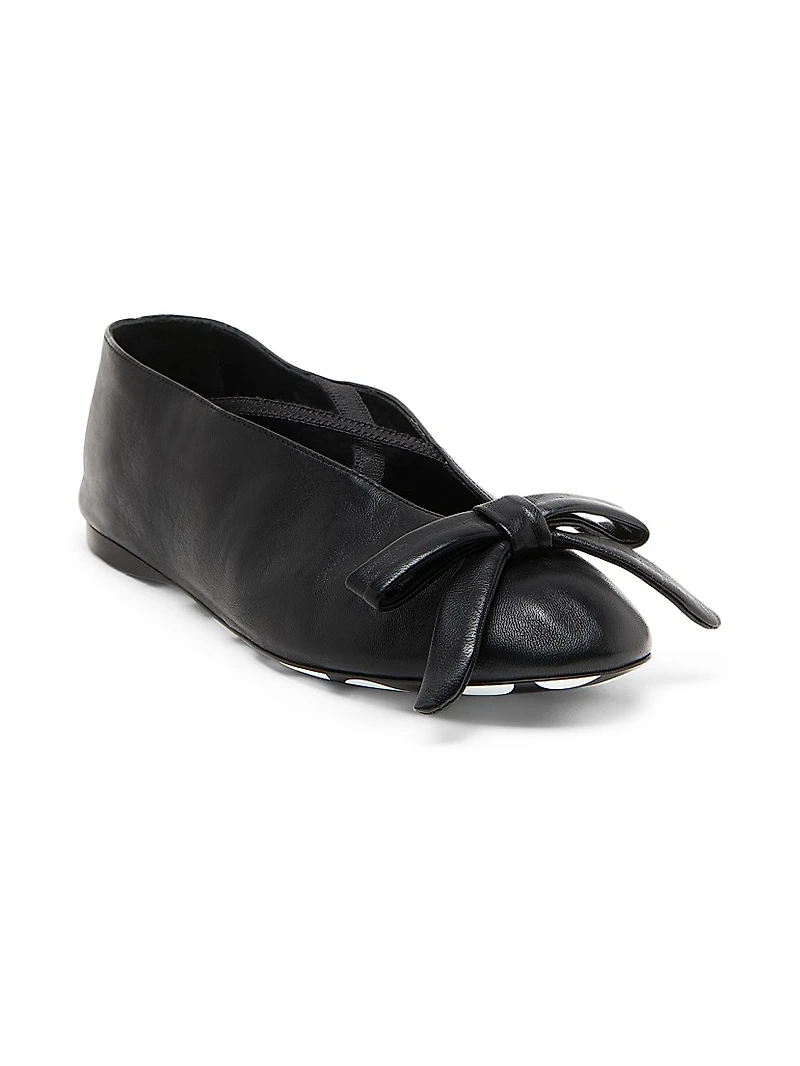 Corsage Leather Ballet Flats