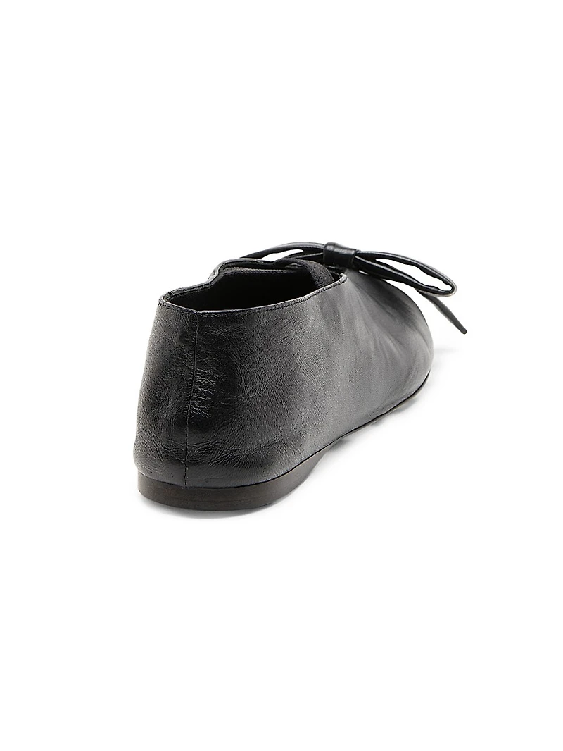 Corsage Leather Ballet Flats