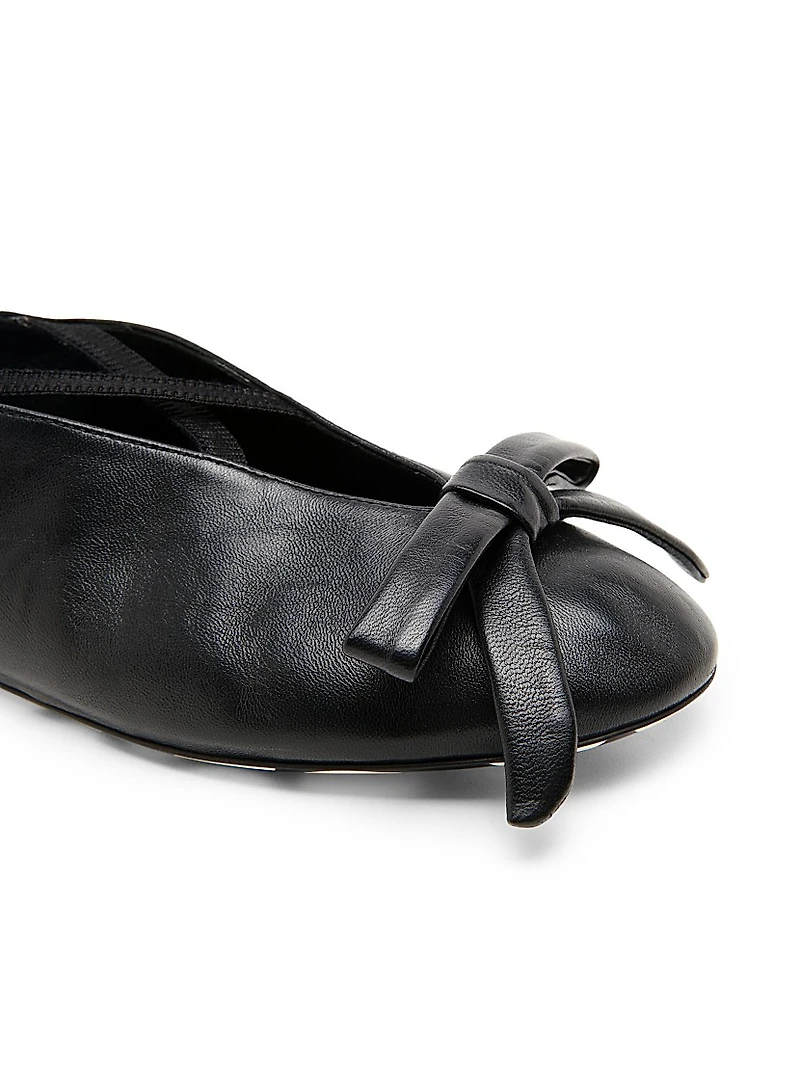 Corsage Leather Ballet Flats
