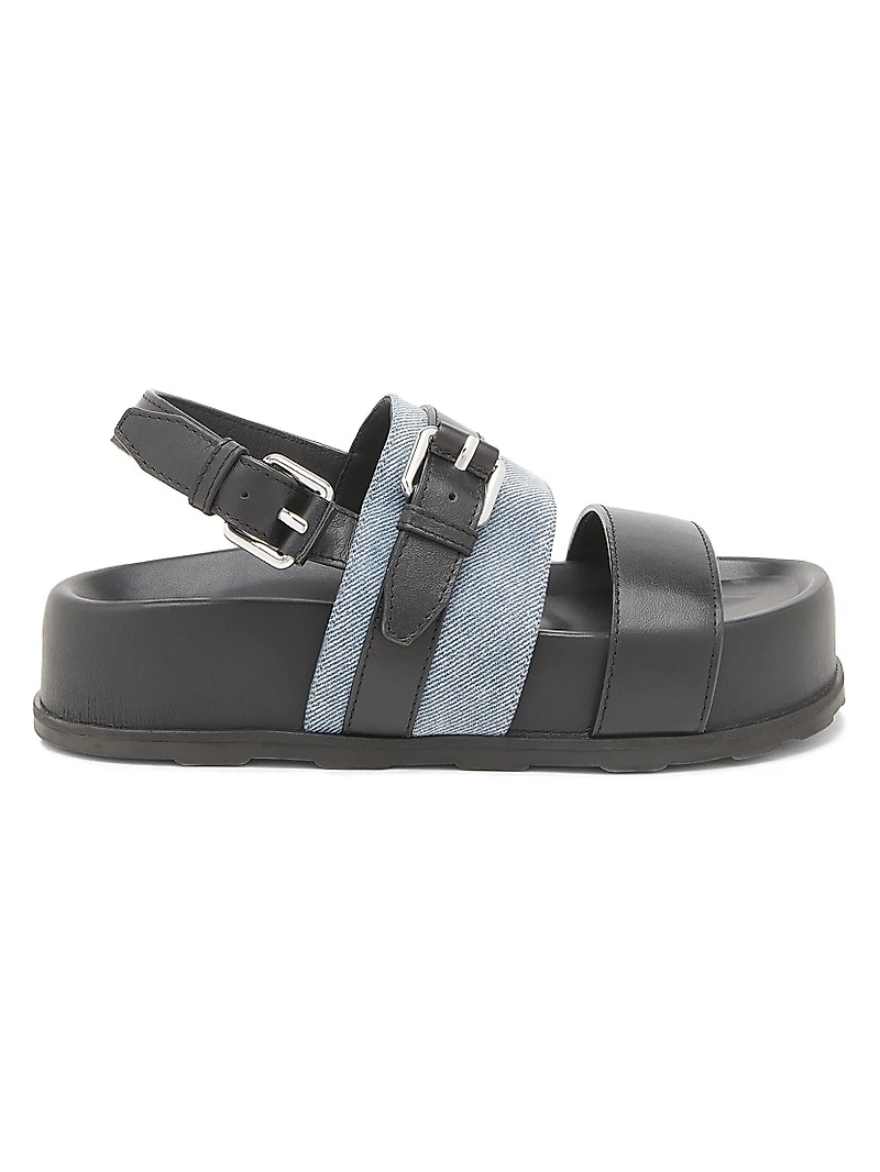 Tie-Me 40MM Denim & Leather Platform Sandals