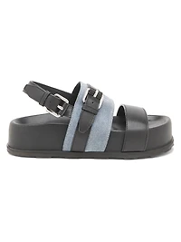 Tie-Me 40MM Denim & Leather Platform Sandals