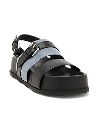 Tie-Me 40MM Denim & Leather Platform Sandals