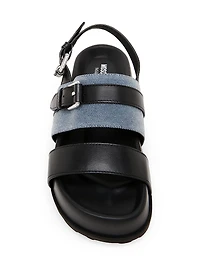 Tie-Me 40MM Denim & Leather Platform Sandals