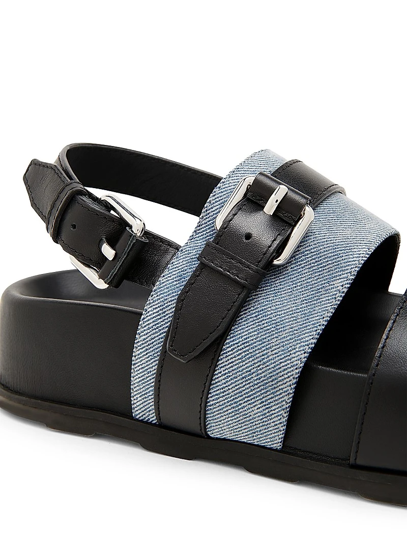 Tie-Me 40MM Denim & Leather Platform Sandals