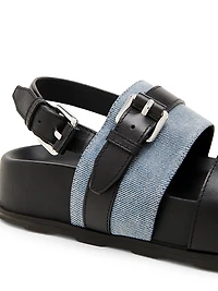 Tie-Me 40MM Denim & Leather Platform Sandals