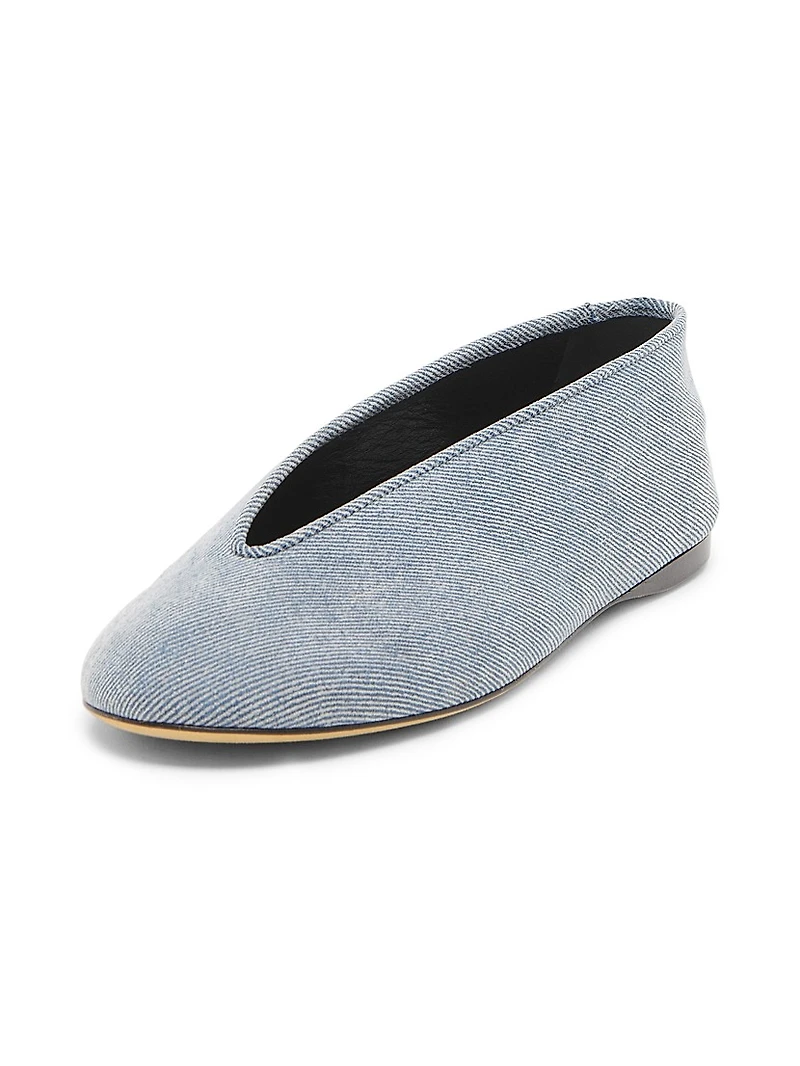 Corsage Denim Ballet Flats