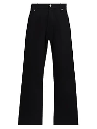 Cotton Embellished Mid-Rise Straight-Leg Jeans