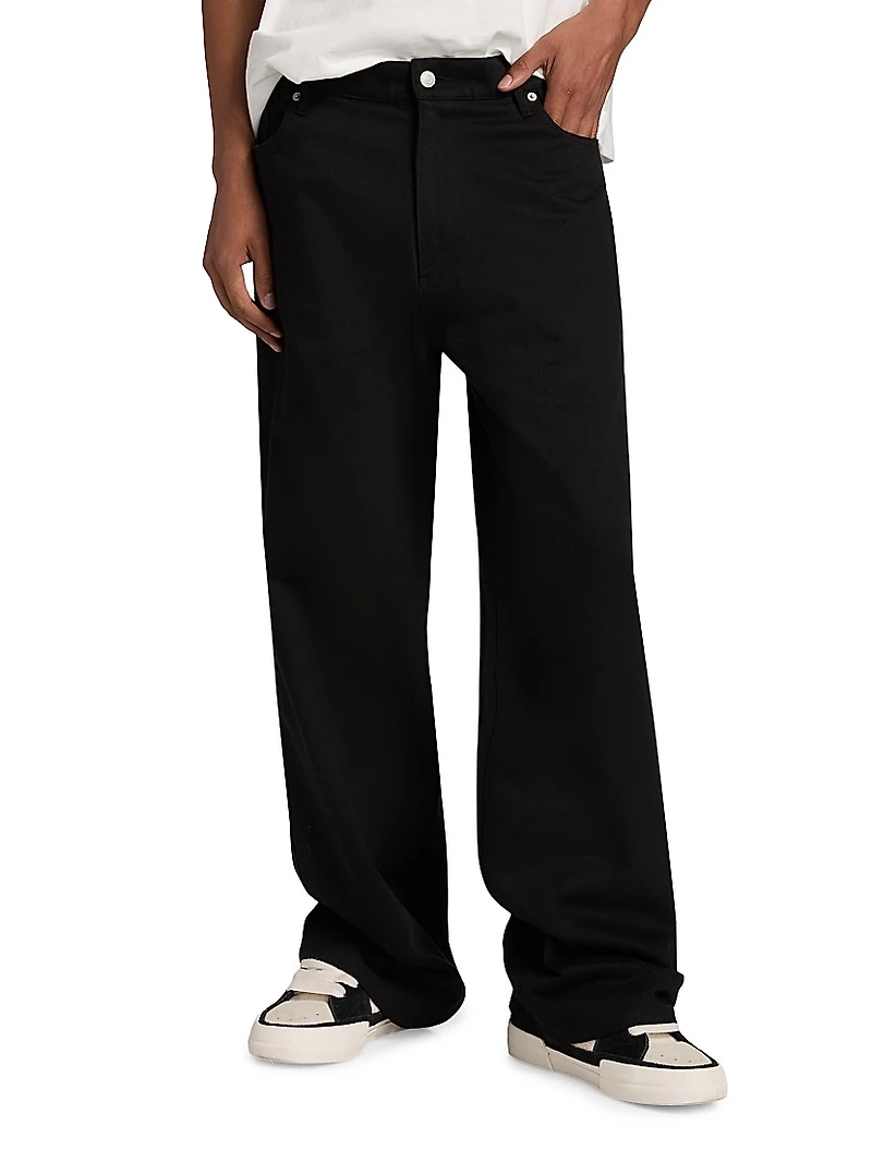 Cotton Embellished Mid-Rise Straight-Leg Jeans