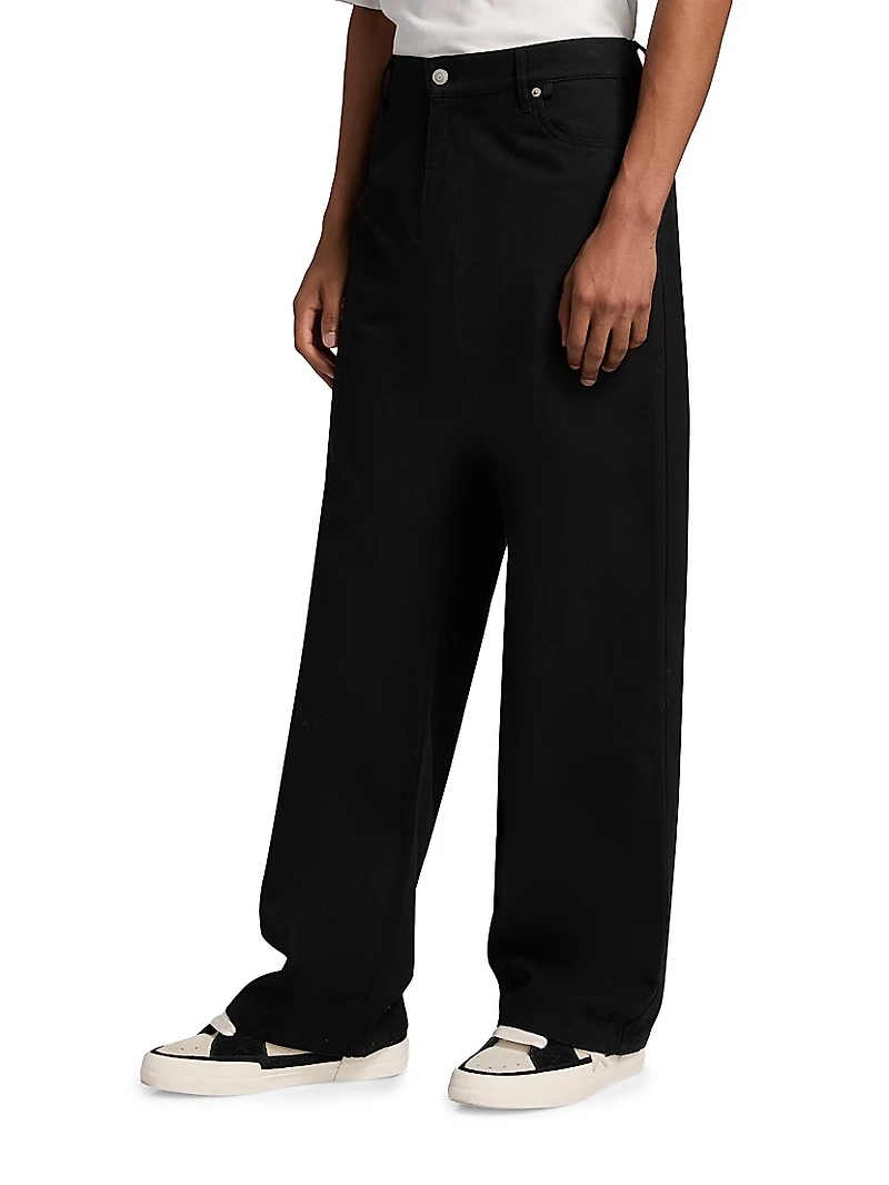 Cotton Embellished Mid-Rise Straight-Leg Jeans