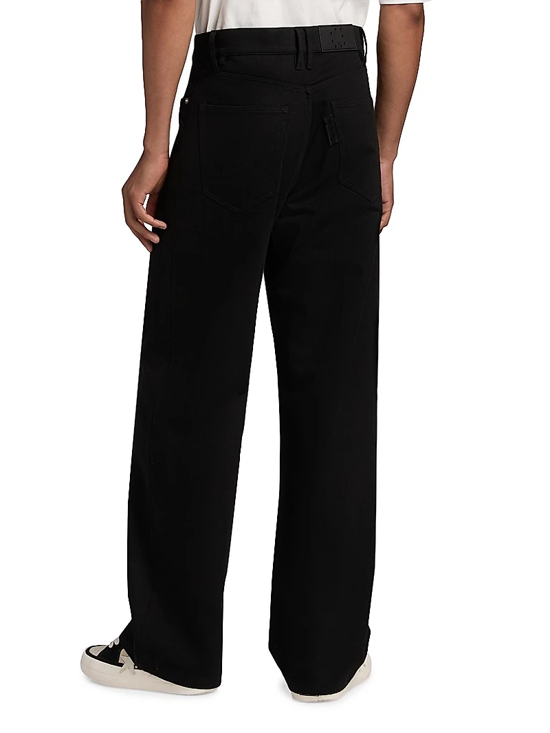 Cotton Embellished Mid-Rise Straight-Leg Jeans