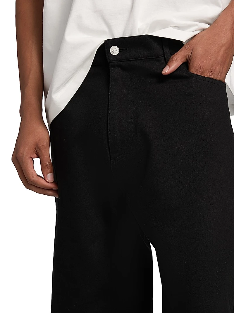 Cotton Embellished Mid-Rise Straight-Leg Jeans