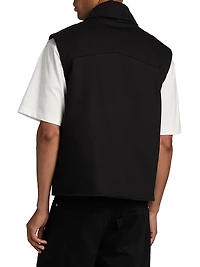 Cotton Embellished Zip-Up Vest