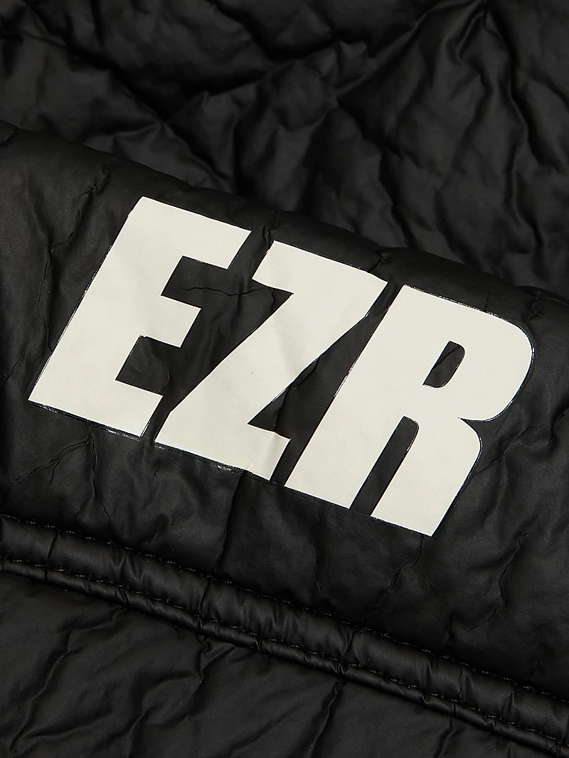 Logo Crinkled Zip-Up Hoodie