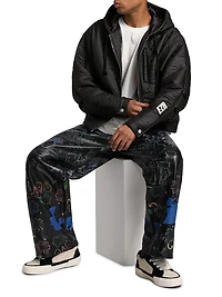 Logo Crinkled Zip-Up Hoodie