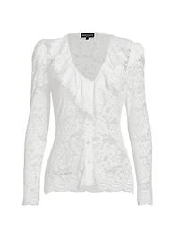 Corsa Floral Lace Long-Sleeve Top