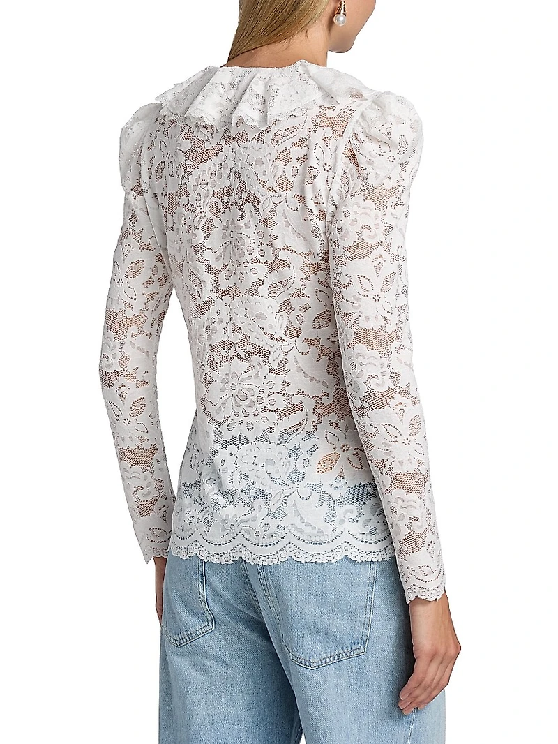 Corsa Floral Lace Long-Sleeve Top