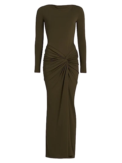 Sarlyn Crepe Long-Sleeve Maxi Dress