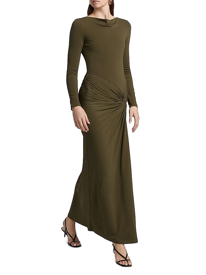 Sarlyn Crepe Long-Sleeve Maxi Dress