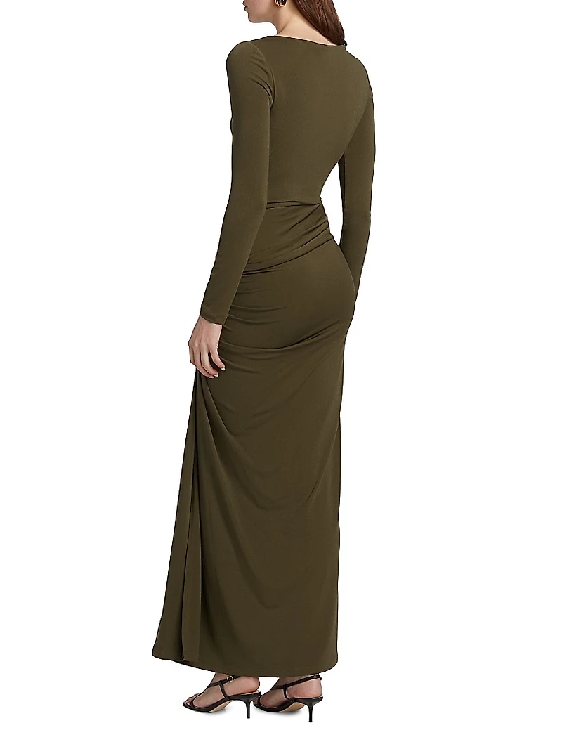 Sarlyn Crepe Long-Sleeve Maxi Dress