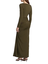 Sarlyn Crepe Long-Sleeve Maxi Dress