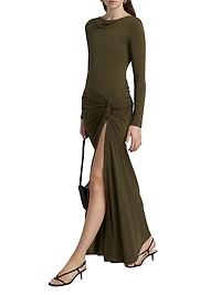 Sarlyn Crepe Long-Sleeve Maxi Dress