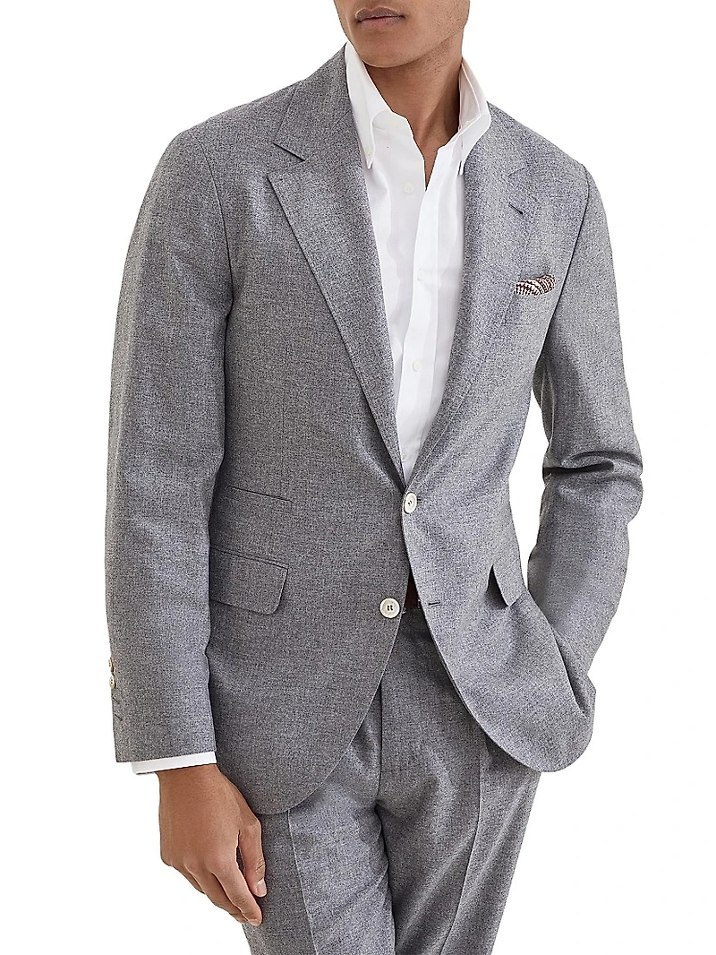 Cashmere and Silk Lightweight Flannel Deconstructed Blazer