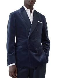 Cotton and Silk Velvet One a Half Breasted Tuxedo Jacket