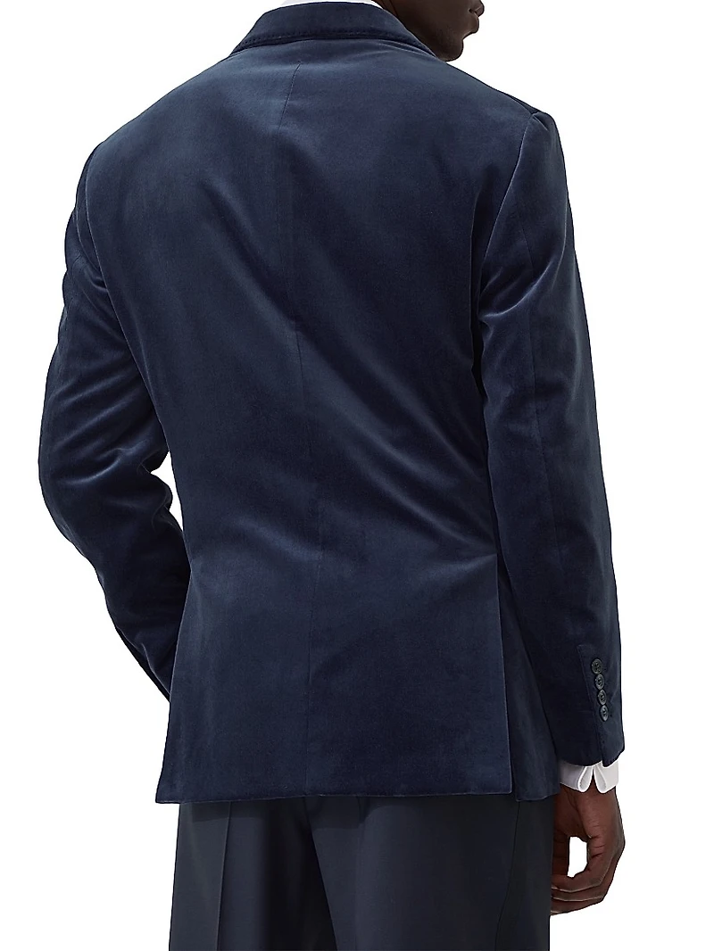 Cotton and Silk Velvet One a Half Breasted Tuxedo Jacket