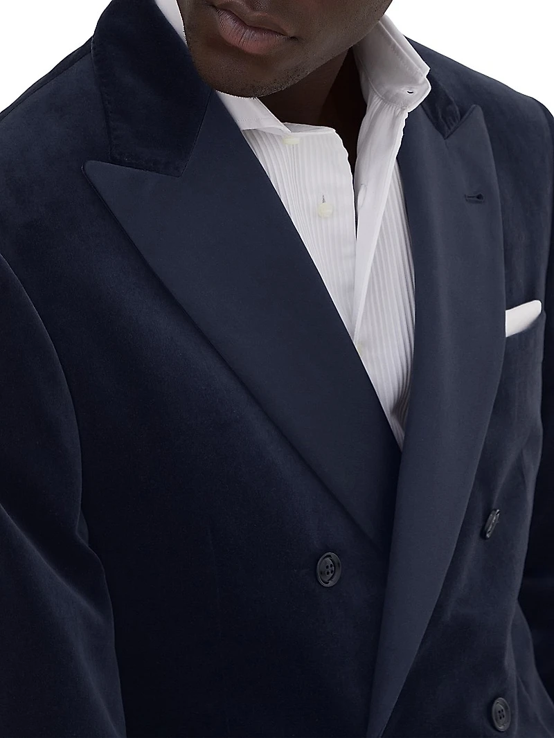 Cotton and Silk Velvet One a Half Breasted Tuxedo Jacket