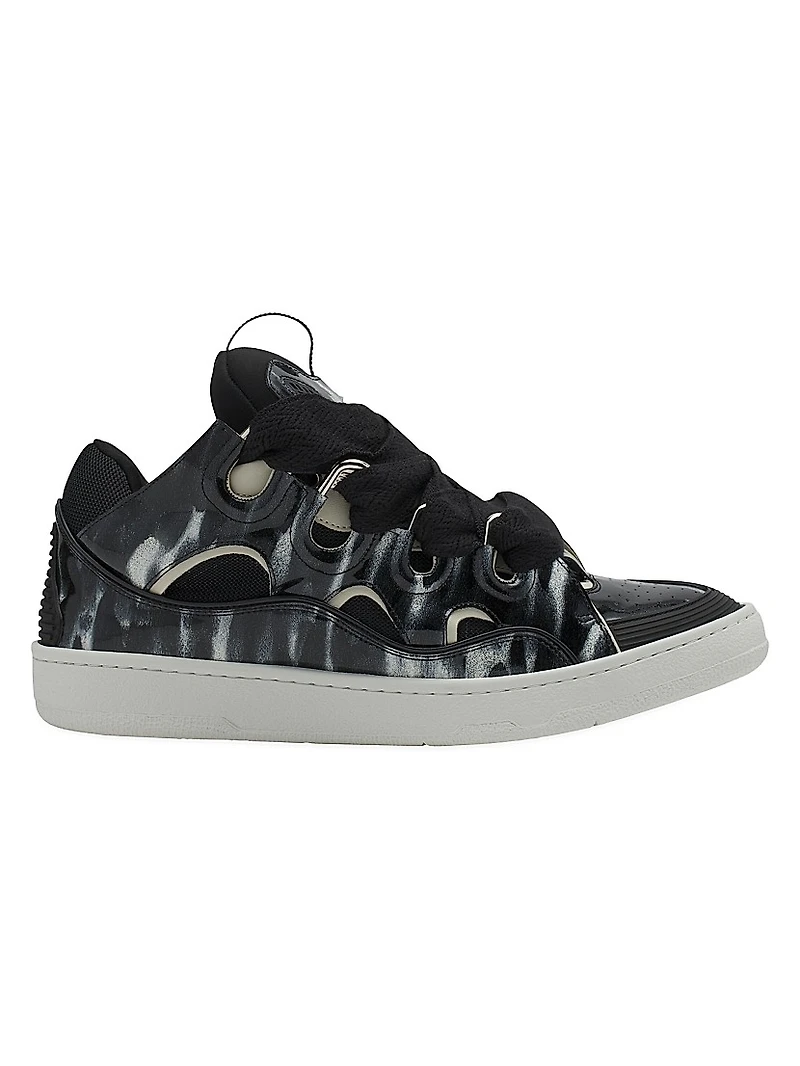 Curb Leather Sneakers with Sparkles