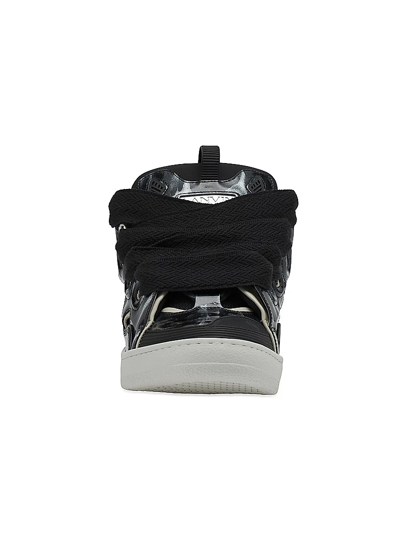 Curb Leather Sneakers with Sparkles