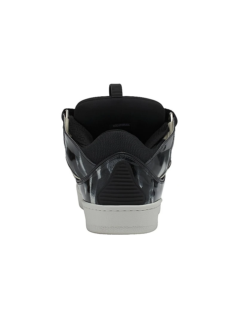 Curb Leather Sneakers with Sparkles