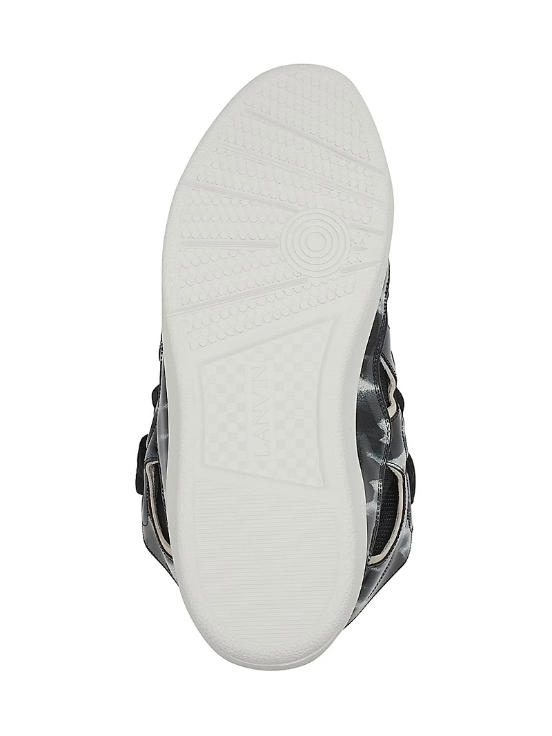 Curb Leather Sneakers with Sparkles