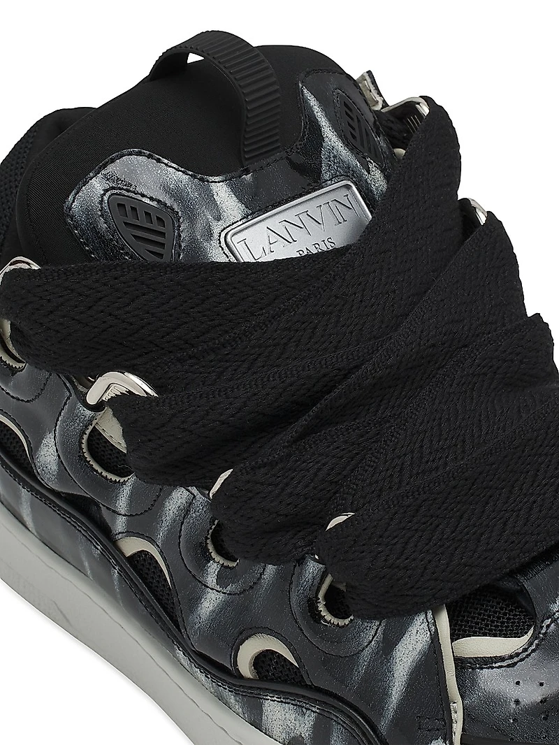 Curb Leather Sneakers with Sparkles