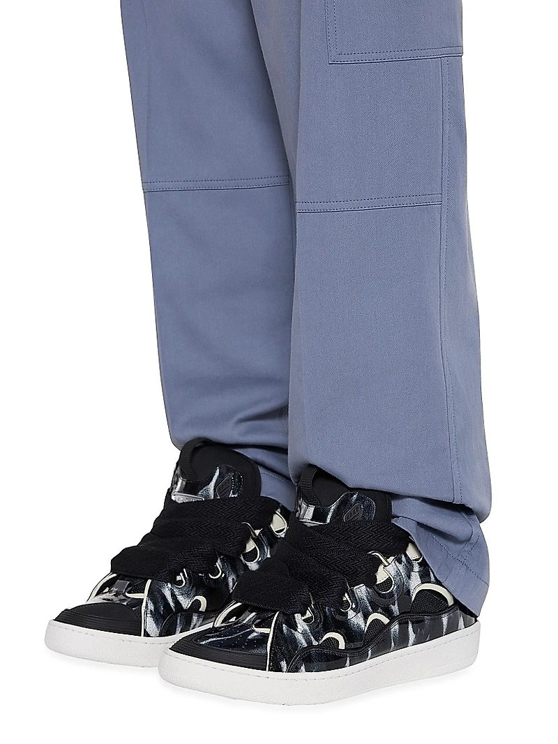 Curb Leather Sneakers with Sparkles