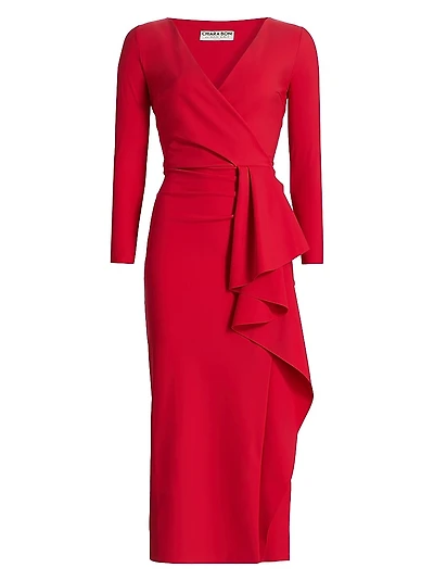 Sayon Gathered Stretch-Jersey Cocktail Dress