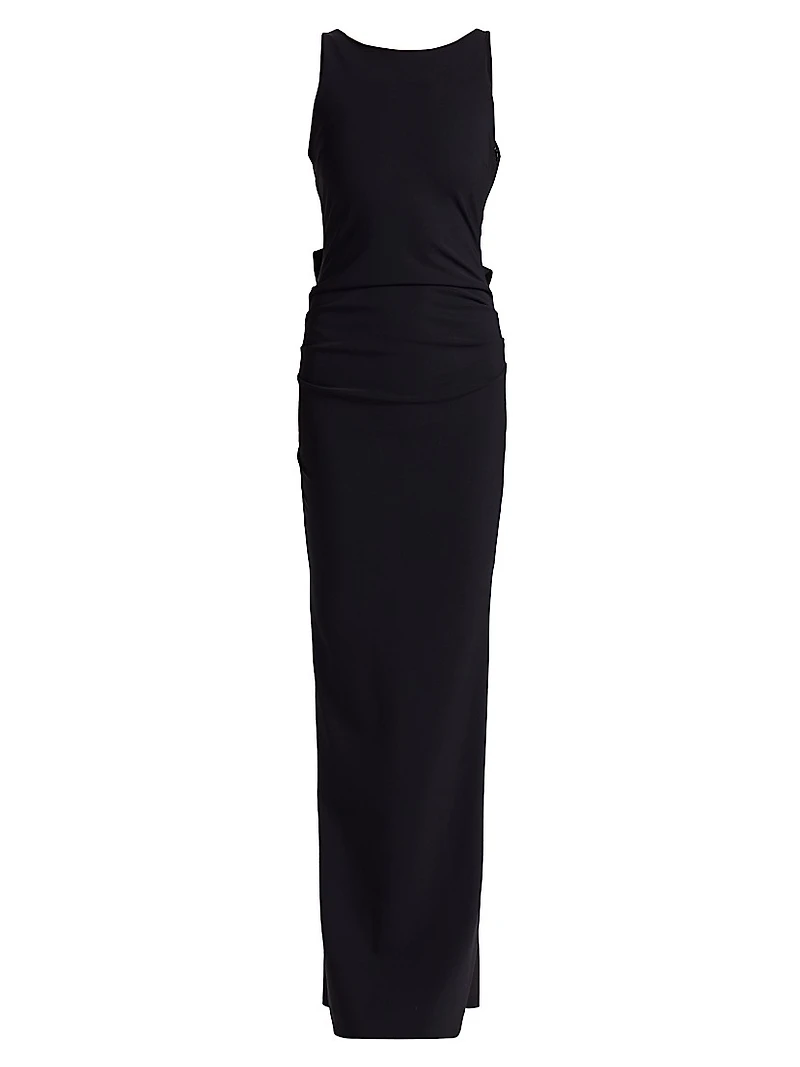 Eman Ruffled Jersey Sleeveless Gown