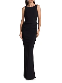 Eman Ruffled Jersey Sleeveless Gown