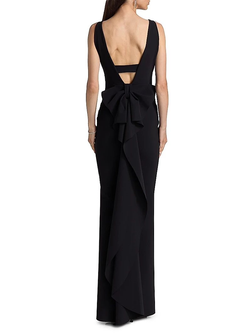 Eman Ruffled Jersey Sleeveless Gown