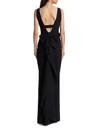 Eman Ruffled Jersey Sleeveless Gown