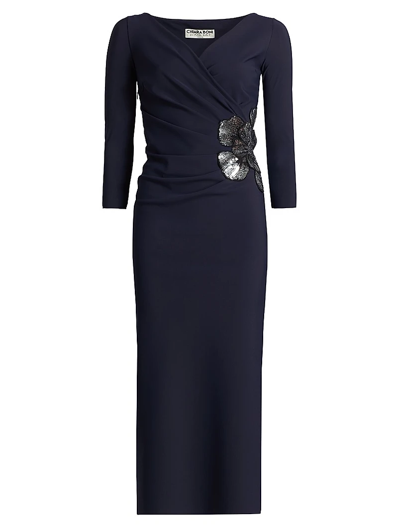 Onori Sequined Floral Cocktail Dress