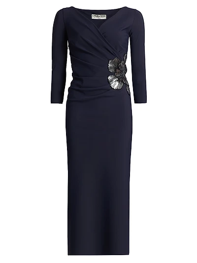 Onori Sequined Floral Cocktail Dress