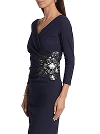 Onori Sequined Floral Cocktail Dress