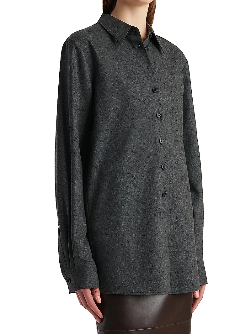 Auryn Wool Button-Front Oversized Shirt