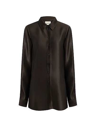 Auryn Satin Button-Front Oversized Shirt