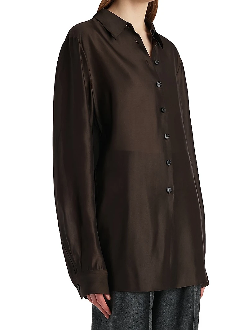 Auryn Satin Button-Front Oversized Shirt