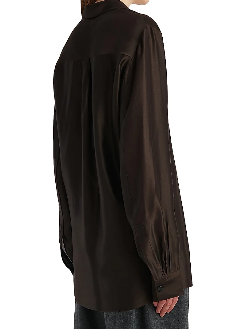 Auryn Satin Button-Front Oversized Shirt