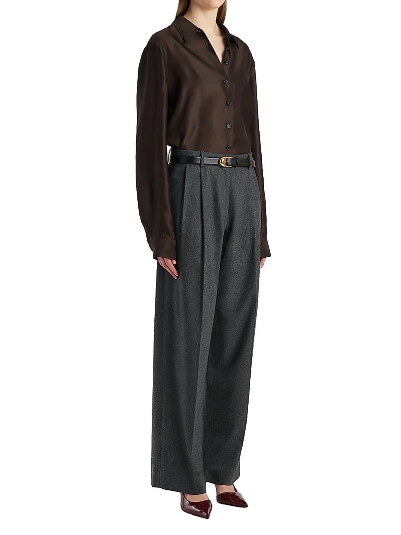 Auryn Satin Button-Front Oversized Shirt